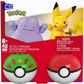 Pokemon Pikachu & Ditto - Bouwset met 2 Pokéballen - 7+ jaar