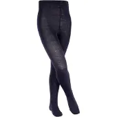 Falke Comfort Wool dik eenkleurig wol panty kinderen blauw - maat 134-146