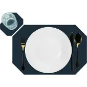 Krumble Placemat met onderzetter - PU Leer - Donkerblauw