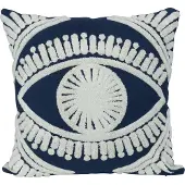 QUVIO Sierkussen met oog - Gevuld - 45 x 45 cm - Blauw