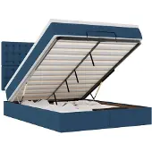vidaXL Ottoman bed met matras 140x200cm stof blauw