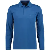 Ragman Regular Fit Poloshirt lange mouw blauw, Effen