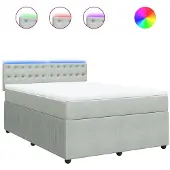 vidaXL Boxspring met matras fluweel lichtgrijs 160x200 cm