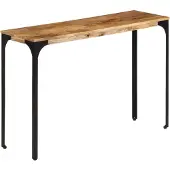 vidaXL Wandtafel 110x35x76 cm massief mangohout en ijzer bruin
