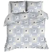 Romanette Dekbedovertrek Kwadro Silver Katoen-240 x 200 / 220 cm | Lits-Jumeaux