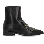 Manfield Zwarte leren enkellaarsjes met studs | Maat 38
