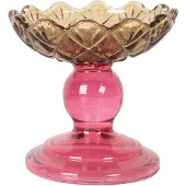 Clayre & Eef Waxinelichthouder Ø 10x9 cm Geel Glas
