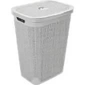 Addis Wasmand 'Hessian' met deksel - 60 Liter - Box - lichtgrijs - Ventilatie