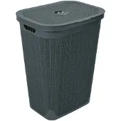 Addis Wasmand 'Hessian' met deksel - 60 Liter - Box - Antraciet - Ventilatie