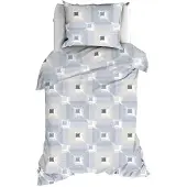 Romanette Dekbedovertrek Kwadro Silver Katoen-140 x 200 / 220 cm | 1-Persoons