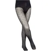 Falke Romantic Dot dun gedessineerd materiaal 30 DEN panty kinderen zwart - maat 122-128