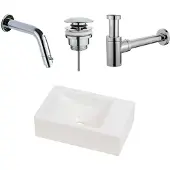 Plieger Houston fonteinset met mat witte fontein rechts en chromen inbouwkraan
