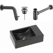 Plieger Houston fonteinset met zwarte fontein rechts en gunmetal inbouwkraan