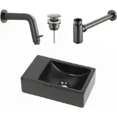Plieger Houston fonteinset met zwarte fontein links en gunmetal inbouwkraan