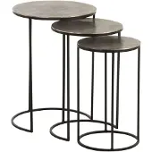 J-Line set van 3 bijzettafels rond aluminium /grijs 42x42x60cm