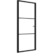 vidaXL Binnendeur 93x201,5 cm ESG-glas en aluminium zwart