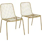 Dorel Home Caden-Stoel - Geel Metaal - Set van 2