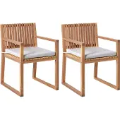 Beliani SASSARI PREMIUM - Tuinstoel set van 2 - Bruin/Lichtgrijs - Acaciahout