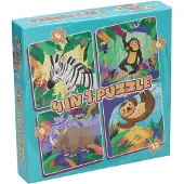 Wins Holland Puzzel 4-in-1 - Wilde dieren, 12 stukjes.