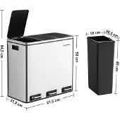 Songmics Dubbele Afvalbak RVS - Pedaalemmer - 2x 24L