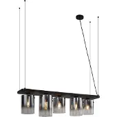 QAZQA Moderne hanglamp zwart met smoke glas 5-lichts - Hybrid