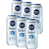 Nivea MEN Pure impact Douchegel Mannen - 3-in-1 Shower Gel - Shampoo - Voordeelverpakking - 6 x 250 ML