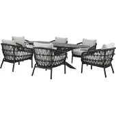 AVH-Collectie Arezzo San Francisco low dining tuinset 240x100xH69 cm 7 delig antraciet