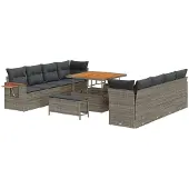 vidaXL Tuinbank Set 12 st 10-Aantal zitplaatsen Grijs poly rattan