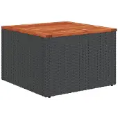 vidaXL Tuintafel zwart 55x55x37 cm poly rattan en acaciahout