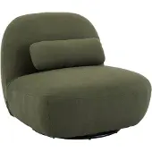 Sweeek Draaiende fauteuil 360° met gestructureerde bouclette en metaal Donker kaki