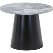 Ebuy24 Salontafel Brito - Marmerlook - Grijs/Zwart - Ø60cm