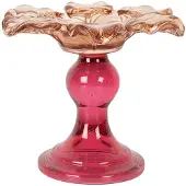 Clayre & Eef Waxinelichthouder Ø 14x11 cm Oranje Glas