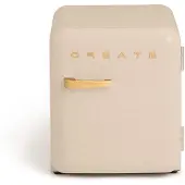 Create - Koelkast in retrostijl - Zand - Handvat Hout - FRIDGE RETRO 48L