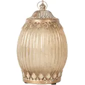 Clayre & Eef LED Lantaarn Ø 11x18 cm Beige Glas