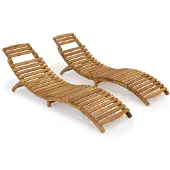 Garden Point Set van twee houten ligstoelen Liberia