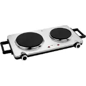 Clatronic RVS dubbele kookplaat | Kookplaat met 2 kookzones | 2500W | Elektrische kookplaat met "cool-touch" handgrepen | Kookzones met oververwarmingsbeveiliging | DKP 3668 E