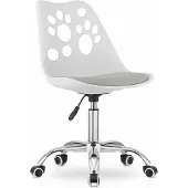 Leobert PRINT Bureaustoel Wit-Grijs, Modern Ergonomisch Design, Verstelbare Zithoogte, Chromen Basis, Geschikt voor Kinderkamer, Thuiswerkplek of Kantoor, Max. 110 kg