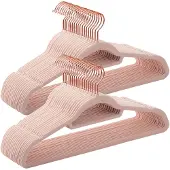 Songmics Fluwelen kleerhanger met draaibare haak in roségoud, Roségoud + lichtroze / 50