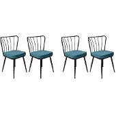 Skye Decor , model Yıldız-952 V4, set van 4 stoelen, blauw, 100% metaal, afmetingen: 43 x 42 x 82 cm