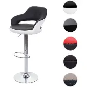 Mendler Barkruk HWC-F16, barkruk, toonbankkruk, draaibaar, met rugleuning, kunstleer zwart-wit