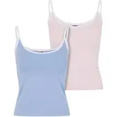 Urban Classics Top blauw / lichtroze / wit
