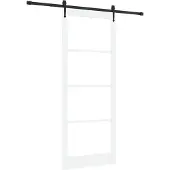 vidaXL Schuifdeur 93 x 232 cm Massief grenenhout en glas Wit en Zwart