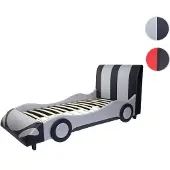 Mendler Bett HWC-E14, kinderbed/tienerbed, met lattenbodem, kunstleer, hout, 190x100 cm, zwart-zilver