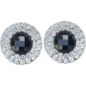 Charme Bijoux Clip Oorbellen zwart facet strass dubbel 2 cm