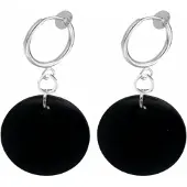 Charme Bijoux Klem oorbellen zwart hout 2 cm