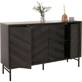 MCW Dressoir -M50, ladekast highboard dressoir, massief hout mango 94x151x40cm ~ donkergrijs