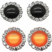 Charme Bijoux 2 Paar-Clip oorbellen-Oranje-Zwart-1.5 cm