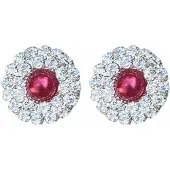 Charme Bijoux Clip oorbellen Bordeaux strass dubbel 2.4 cm-