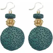 Charme Bijoux Allergievrij-Oorbellen- Elvan-Lavasteen-Petrol-Goudkleurig-