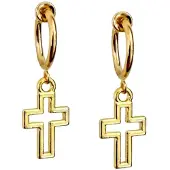 Charme Bijoux Klem oorbellen- open kruis-Goudkleurig-geen gaatje-
